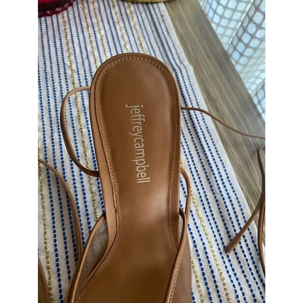 Jeffrey Campbell Gisselle Brown Ankle Wrap Mesh Heel Sandal Size 9